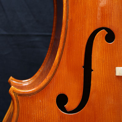 eine Nahaufnahme des linken F-Lochs